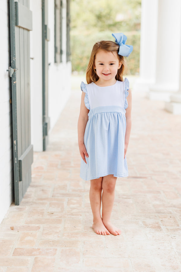 Sophia Dress- Light Blue Stripe