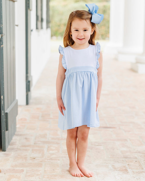 Sophia Dress- Light Blue Stripe