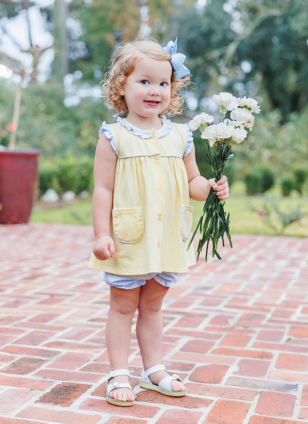 Harper Bloomer Set- Yellow with Blue Stripe