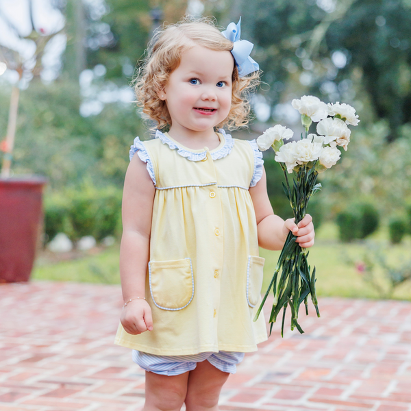 Harper Bloomer Set- Yellow with Blue Stripe