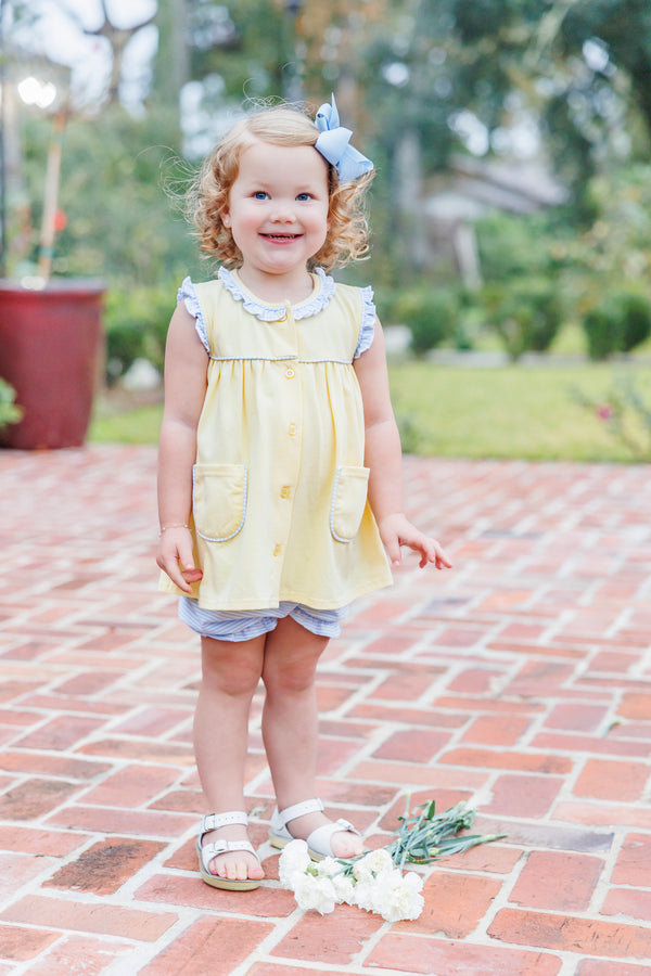 Harper Bloomer Set- Yellow with Blue Stripe