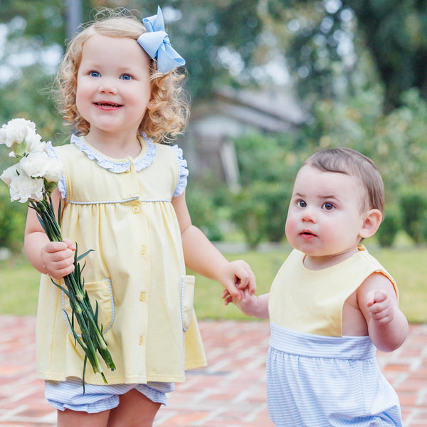 Harper Bloomer Set- Yellow with Blue Stripe