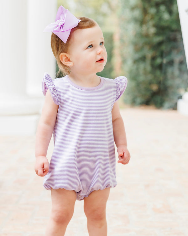 Flutter Sleeve Bubble- Lavender Stripe