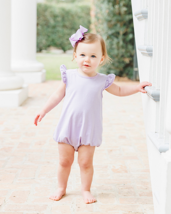 Flutter Sleeve Bubble- Lavender Stripe