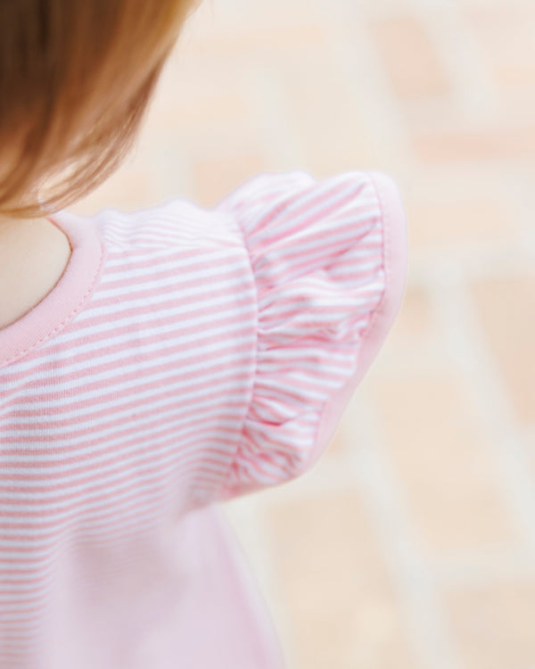 Flutter Sleeve Bubble- Light Pink Stripe