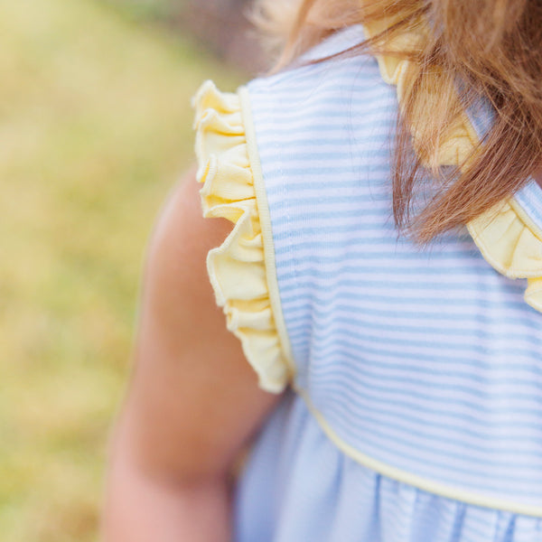 Harper Dress- Blue Stripe with Yellow