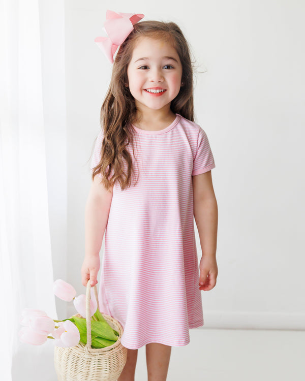 Sarah Dress Light Pink Stripe