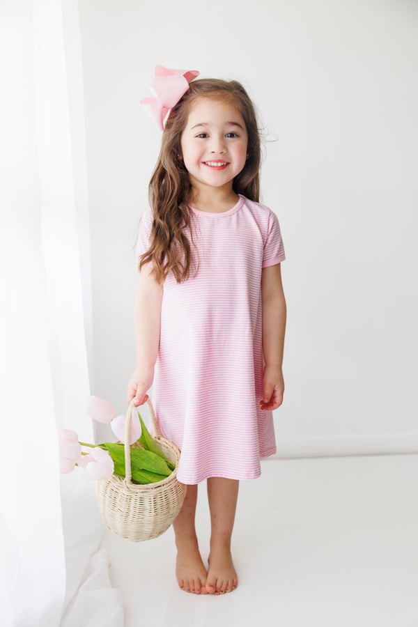 Sarah Dress Light Pink Stripe