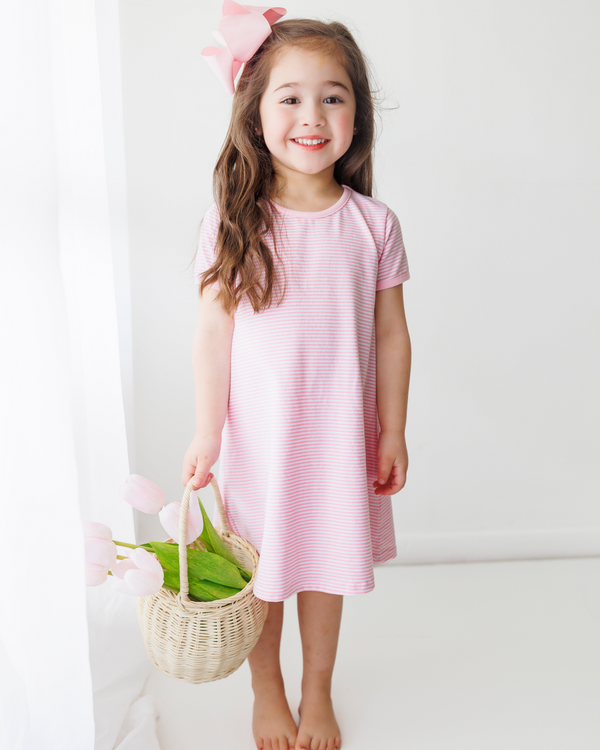 Sarah Dress Light Pink Stripe