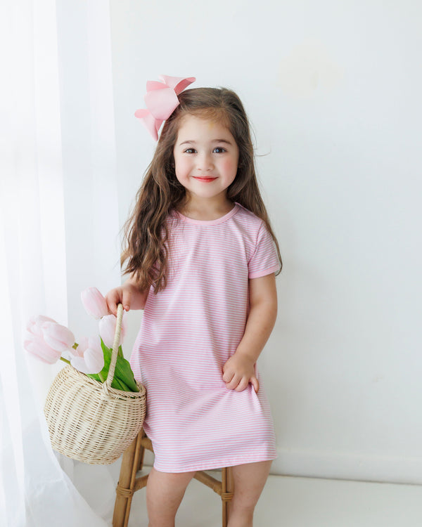 Sarah Dress Light Pink Stripe