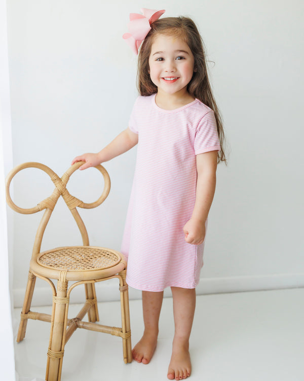 Sarah Dress Light Pink Stripe