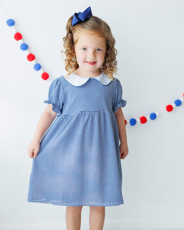 Charlotte Dress- Navy Stripe