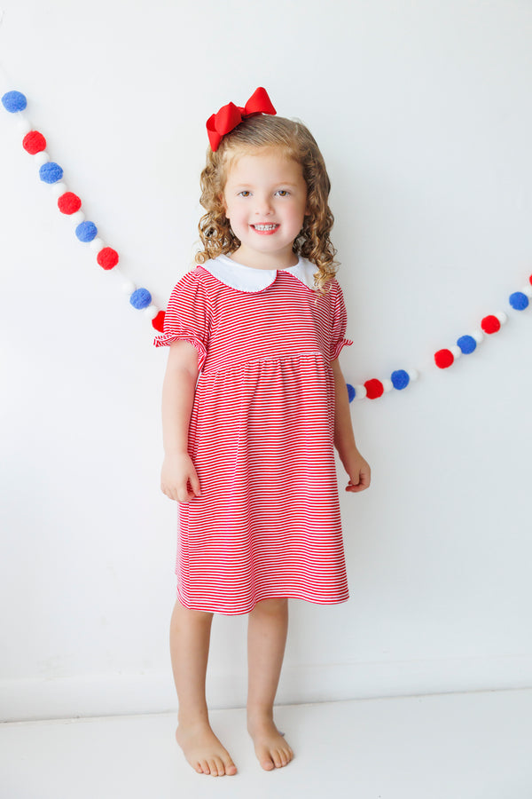 Charlotte Dress- Red Stripe