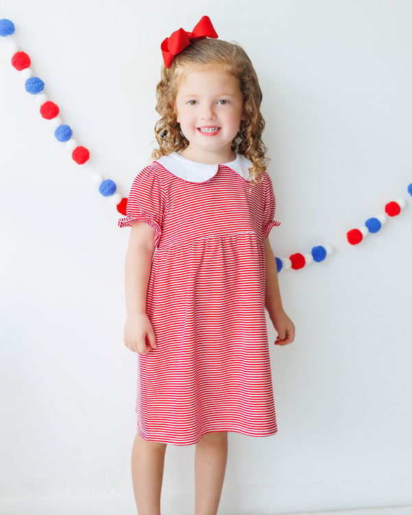 Charlotte Dress- Red Stripe