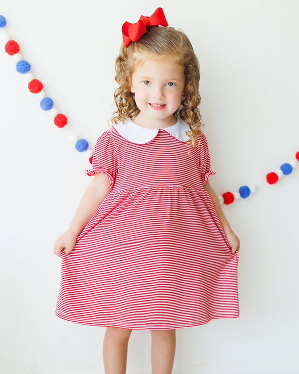 Charlotte Dress- Red Stripe