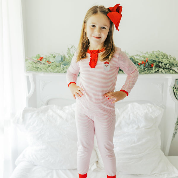 Santa Embroidery Ruffle Pants Set