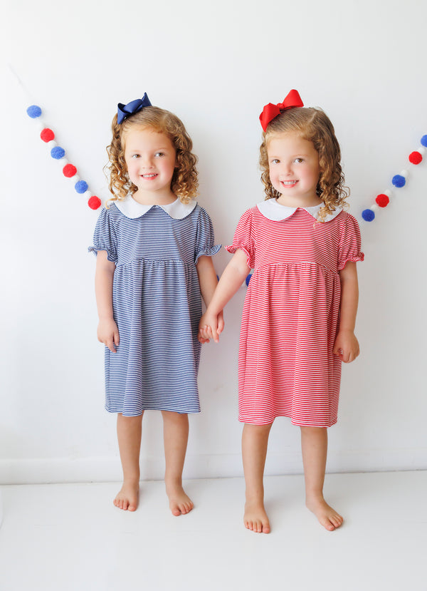 Charlotte Dress- Navy Stripe