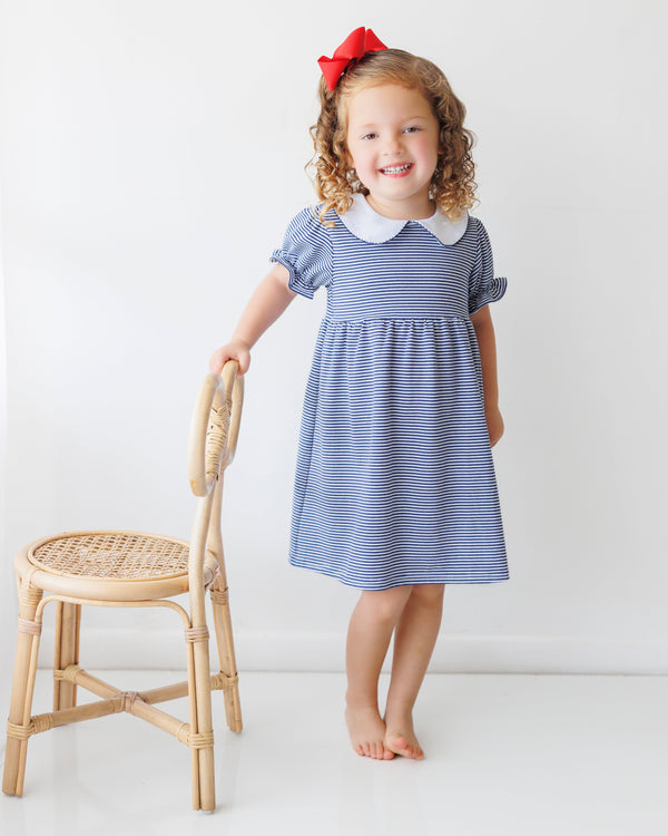 Charlotte Dress- Navy Stripe