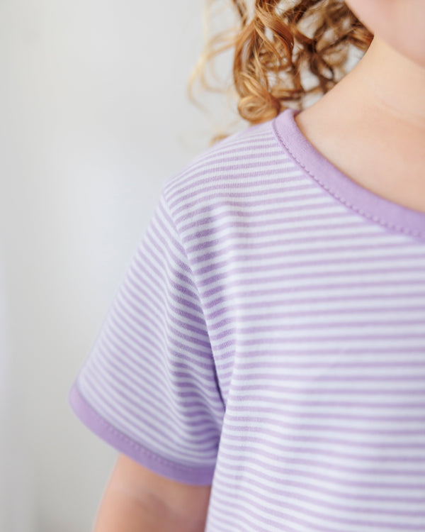 Sarah Dress Lavender Stripe