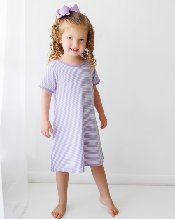 Sarah Dress Lavender Stripe