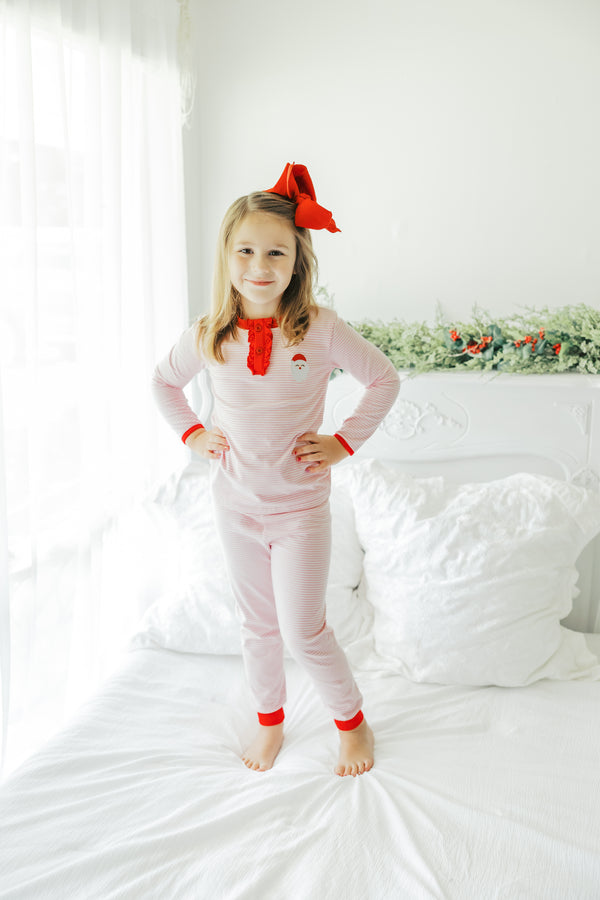 Santa Embroidery Ruffle Pants Set