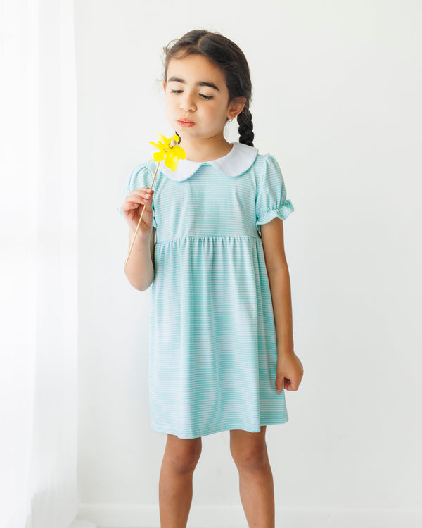 Charlotte Dress- Mint Stripe