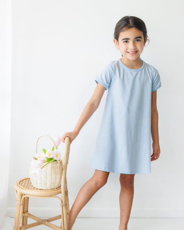 Sarah Dress- Light Blue Stripe