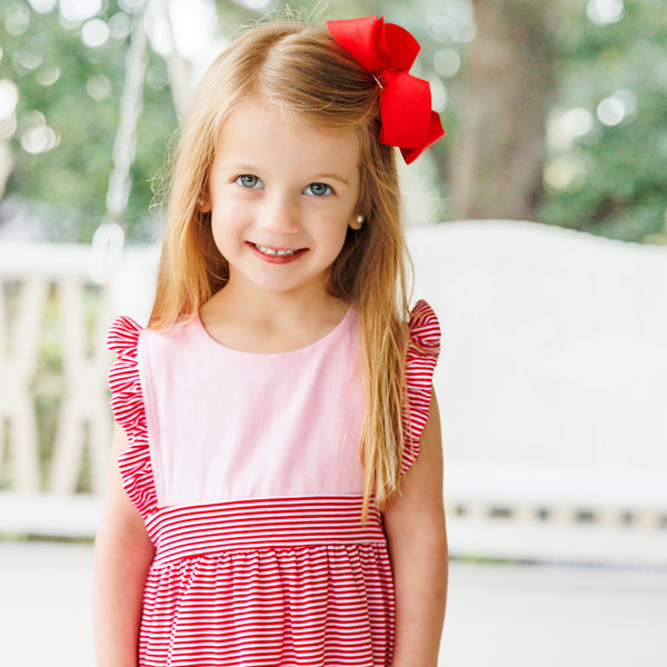 Sophia Short Set- Pink with Red Stripe