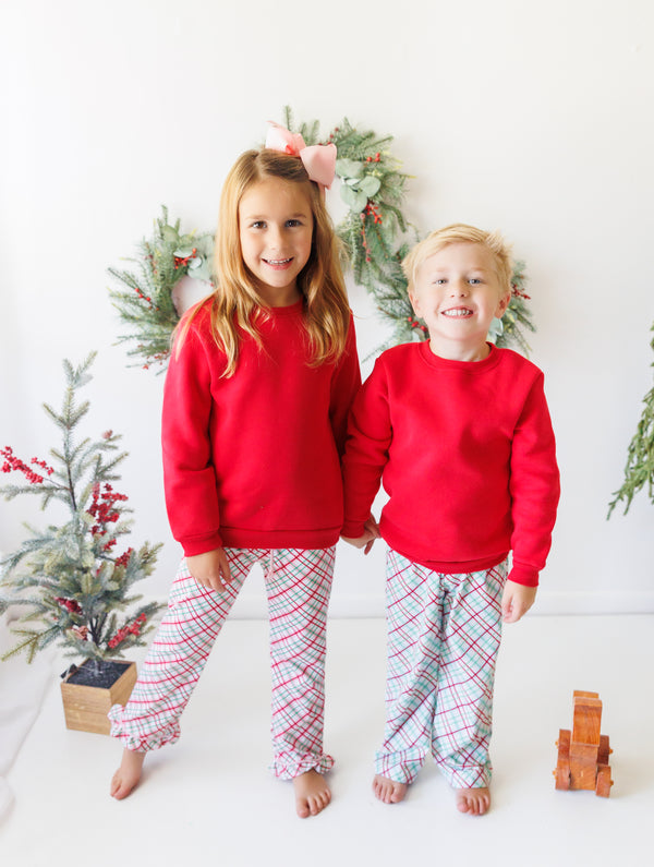 Merry & Bright Christmas Plaid Ruffle Pants