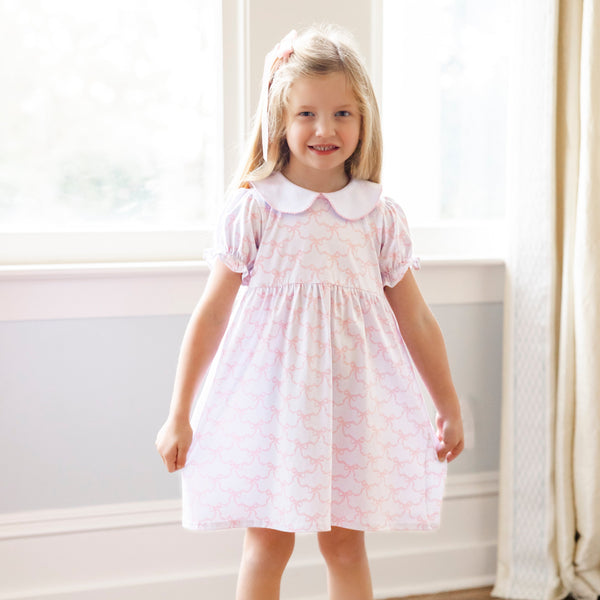 Pink Trellis Bows Charlotte Dress