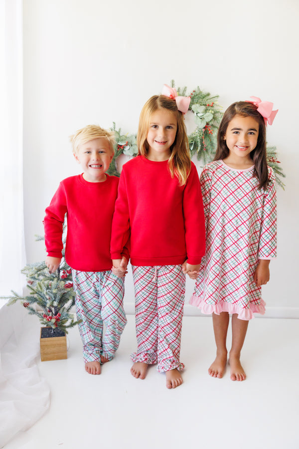 Merry & Bright Christmas Plaid Ruffle Pants