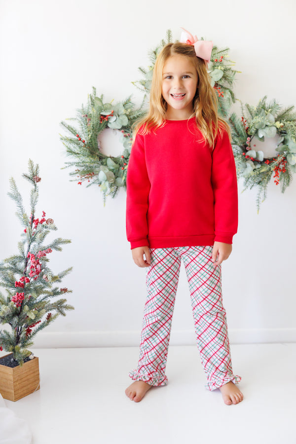 Merry & Bright Christmas Plaid Ruffle Pants