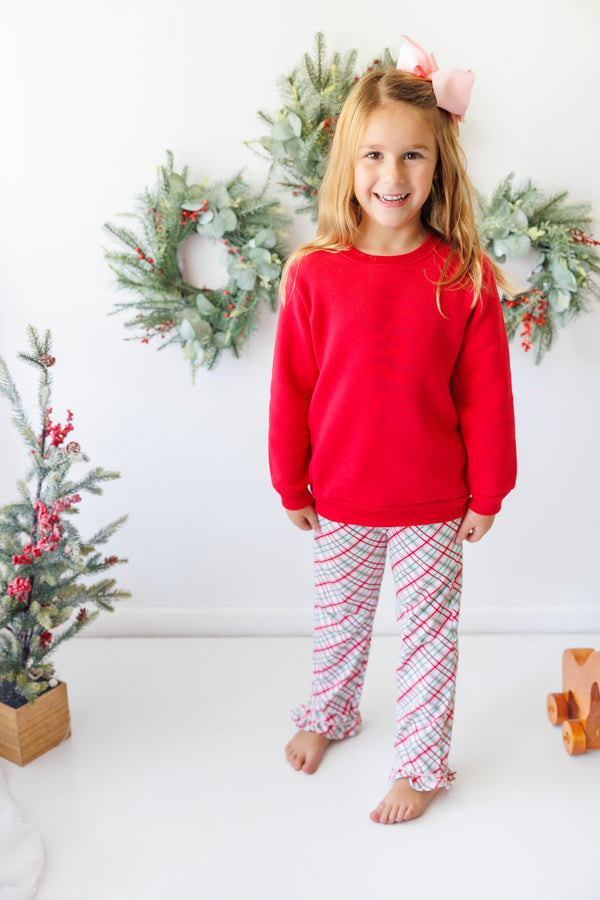 Merry & Bright Christmas Plaid Ruffle Pants