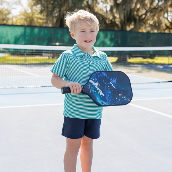 Michael Polo Green Stripe with Navy Shorts Set