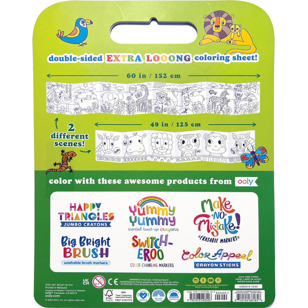 Color-A-Looong 5' Fold Out Kids Coloring Book - Safari Family