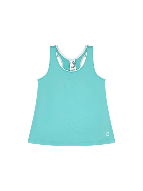 Riley Tank- Totally Turquoise, Pure Coconut