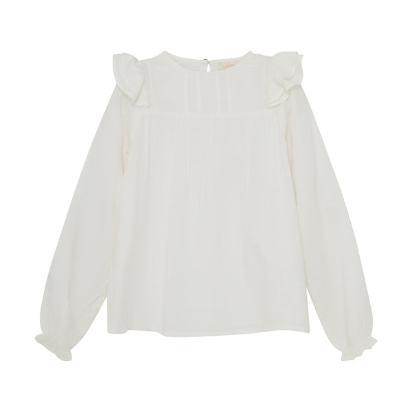 Dobby Ruffle Blouse- Cloud