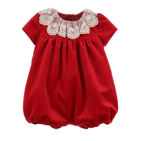 Red Deluxe Velvet Bubble With Lace