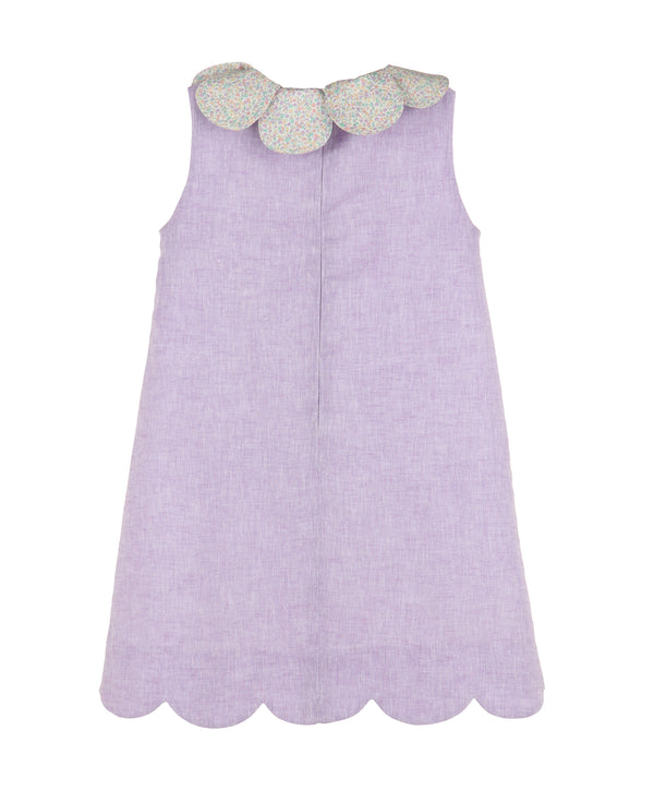 Petal Print Scallops Dress- Lilac