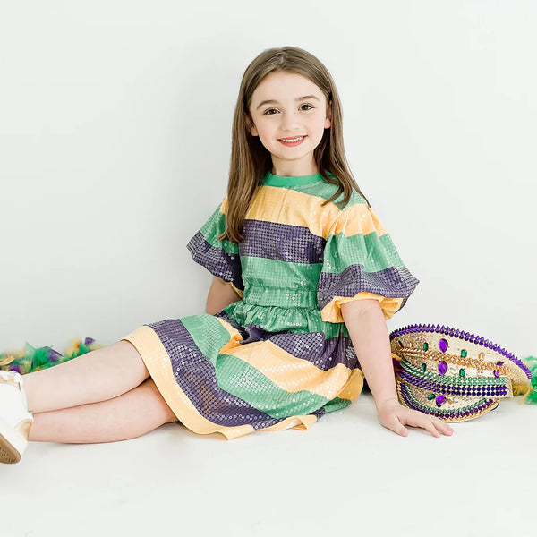 Mardi Gras Rugby Sequin Dress