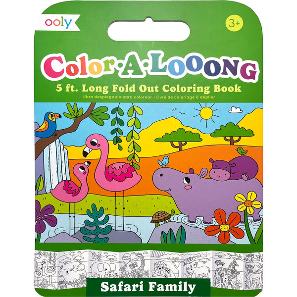 Color-A-Looong 5' Fold Out Kids Coloring Book - Safari Family