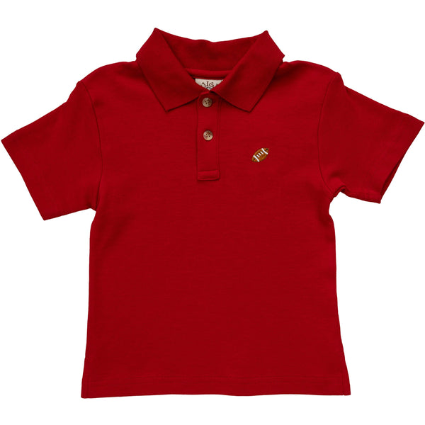 Football Embroidery SS Polo- Red