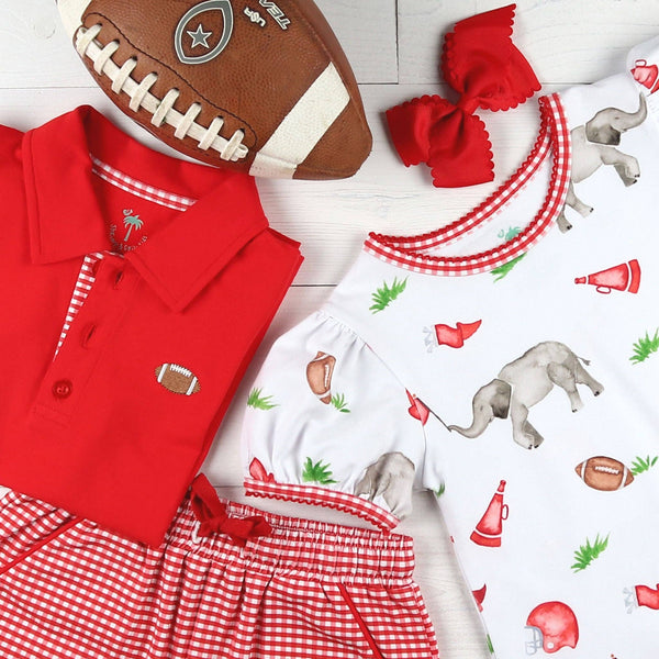 Gameday Check Shrimp Shorts- Red