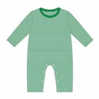 James LS Romper- Green Stripe