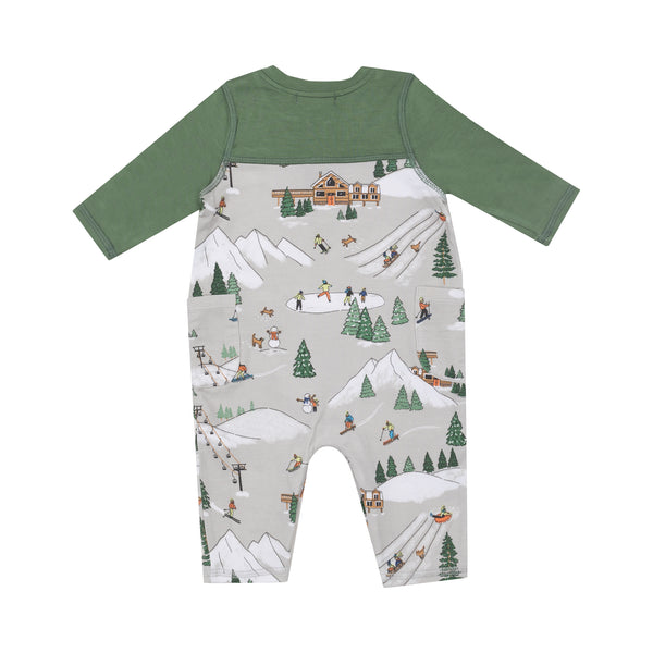 Winter Fun Skiers- Romper W/ Contrast Sleeve