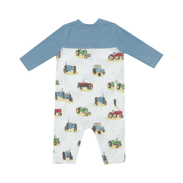 Vintage Tractors- Romper W/ Contrast Sleeve