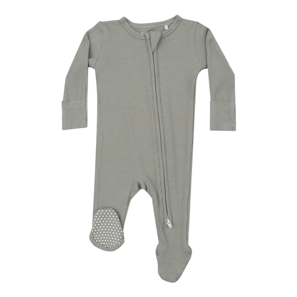 Solid Dried Sage 2 Way Zipper Footie