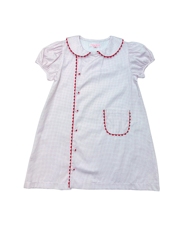 Jenny Apron Dress- Red Bitty Dot