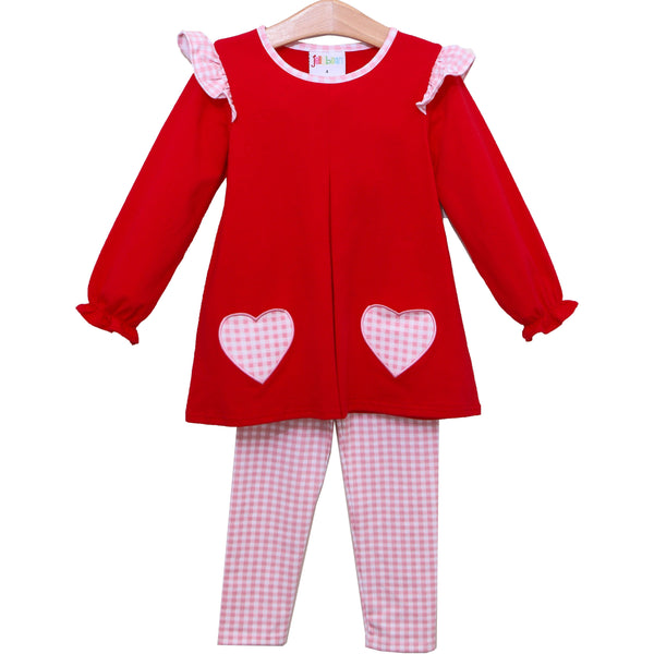 Heart Pockets Applique Pants Set