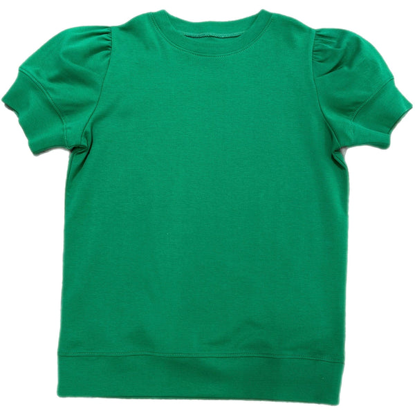 Puff Sleeve Pima Top - Hunter Green